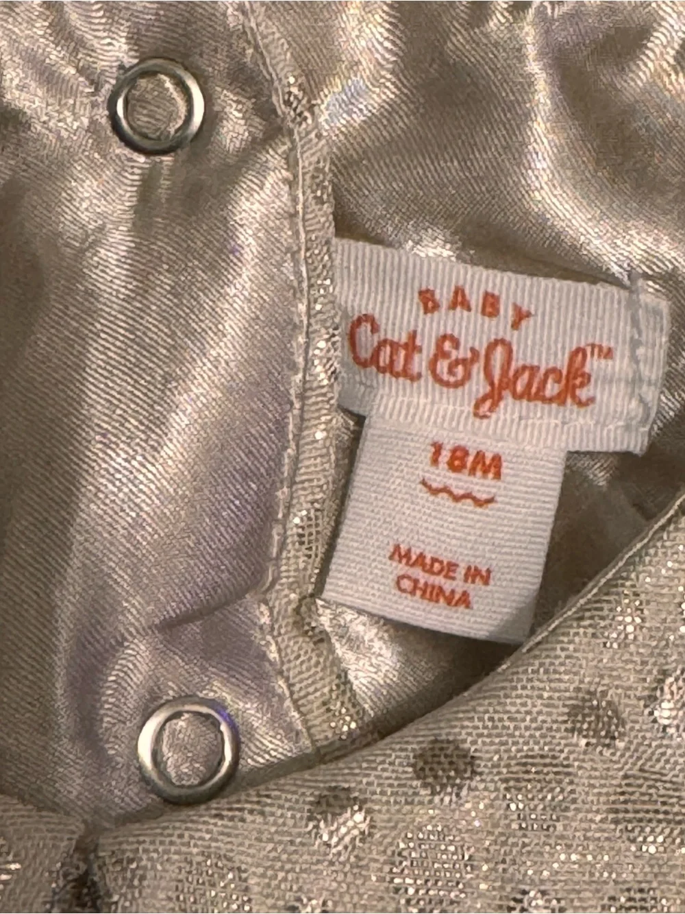 CAT & JACK Metallic Polka Dot Party Dress 18M Champagne/Gold EUC